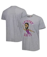 Men's Homage Anthony Davis Gray Los Angeles Lakers Caricature Tri-Blend T-shirt