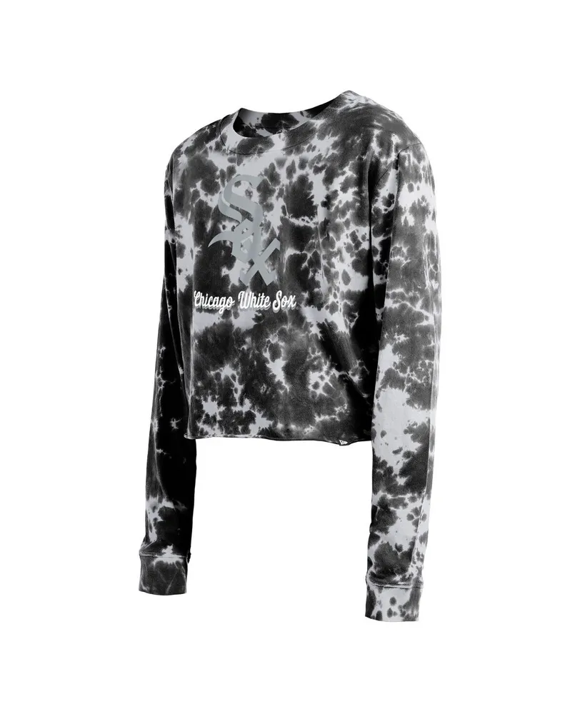 Women's New Era Black Chicago White Sox Tie-Dye Cropped Long Sleeve T-shirt