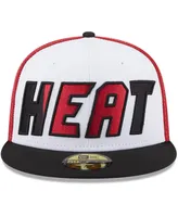 Men's New Era White and Black Miami Heat Back Half 9FIFTY Fitted Hat