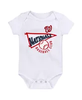 Newborn and Infant Boys Girls Navy, White, Heather Gray Washington Nationals Biggest Little Fan 3-Pack Bodysuit Set