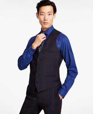 Bar Iii Men's Slim-Fit Plaid Suit Vest, Created for Macy's