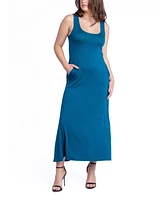 24seven Comfort Apparel Women's Relaxed Fit Sleeveless Tunic Dress with Pockets