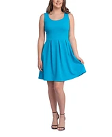 24seven Comfort Apparel Women's Sleeveless Knee Pleated Pocket Dress