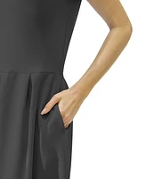 24seven Comfort Apparel Women's Scoop Neck Knee Length with Pocket Dress