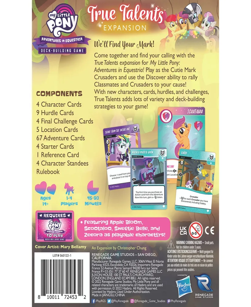 Renegade Game Studios My Little Pony Adventures In Equestria Deck-building Game True Talents Expansion