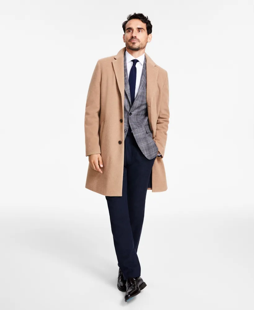 Tommy Hilfiger Men's Addison Wool-Blend Trim Fit Overcoat