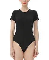 kimi + kai Women's Crew Neck Basic Bodysuit Top