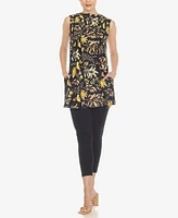White Mark Women's Floral Sleeveless Tunic Top