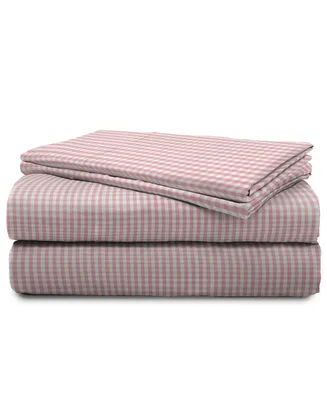 Pink Gingham 100% Organic Cotton Full Sheet Set