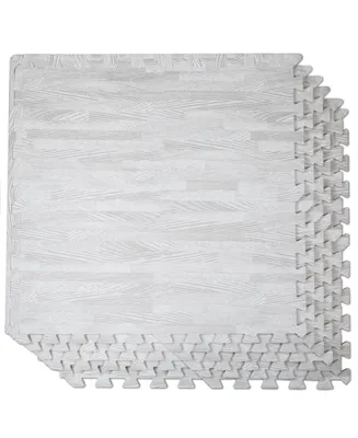 Home Aesthetics 100 SqFt 3/8" White Wood Grain Foam Mat Interlocking Flooring 2'X2' 25pcs