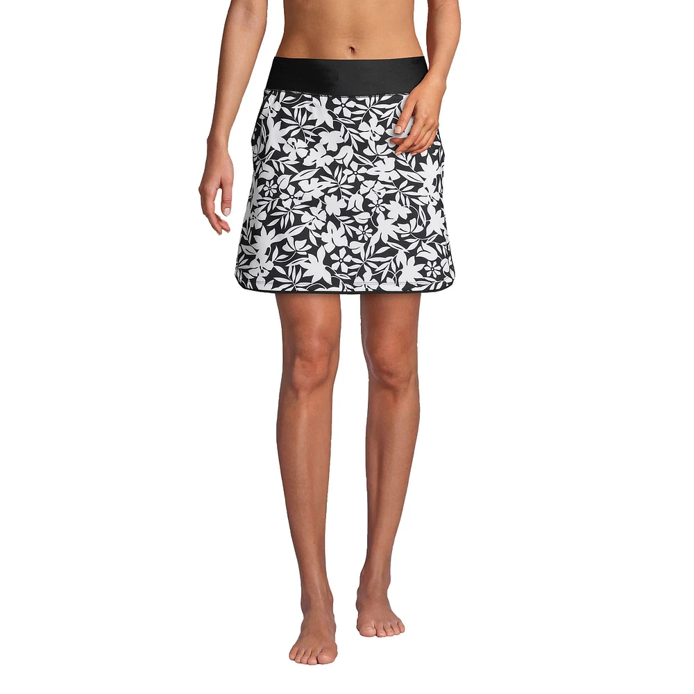 Lands' End Women's Quick Dry Elastic Waist Active Board Skort Swim Skirt