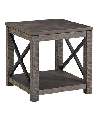 Steve Silver Dexter 24" Square Wooden End Table - Driftwood with Ruff