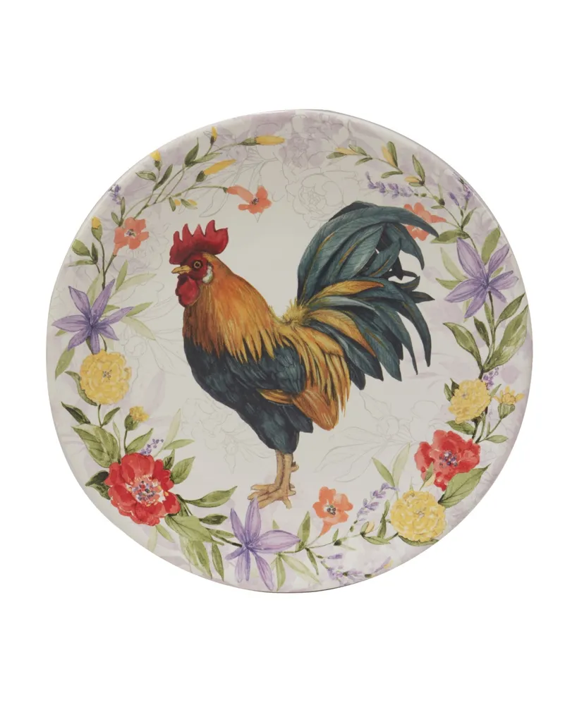 Certified International Floral Rooster Set of 4 Salad Plate 9"