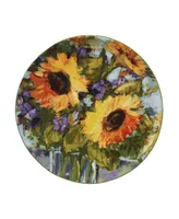 Certified International Sunflower Bouquet Set of 4 Salad Plate 9"
