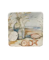 Certified International Coastal Landscape Set of 4 Canape Plates, 6"