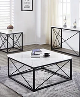 Steve Silver Skyler 36" Square Marble and Metal Cocktail Table