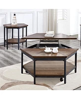 Steve Silver Ultimo 24" Hexagonal Wood and Iron End Table