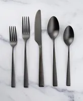 Cambridge Silversmiths Marlise Black Satin 20 Piece 18/10 Stainless Steel Flatware Set, Service for 4