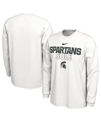Men's Nike White Michigan State Spartans On Court Long Sleeve T-shirt