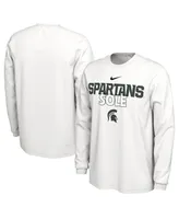 Men's Nike White Michigan State Spartans On Court Long Sleeve T-shirt