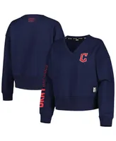 Women's Dkny Sport Navy Cleveland Guardians Lily V-Neck Pullover Sweatshirt