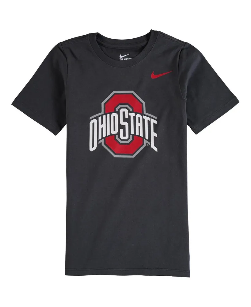 Big Boys and Girls Nike Anthracite Ohio State Buckeyes Cotton Logo T-shirt