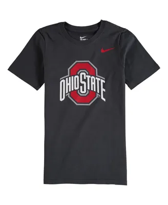 Big Boys and Girls Nike Anthracite Ohio State Buckeyes Cotton Logo T-shirt