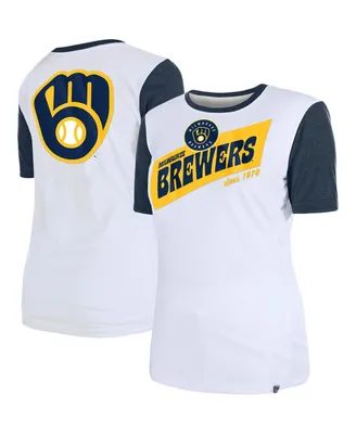 Women's New Era White Milwaukee Brewers Colorblock T-shirt