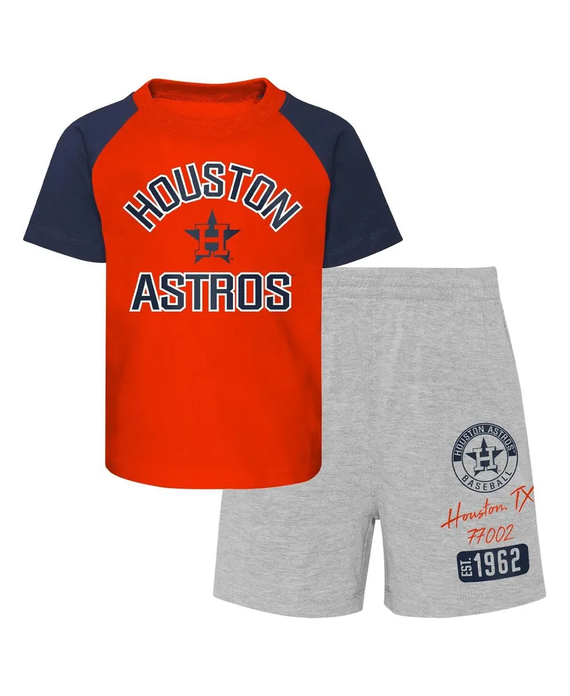 Infant Boys and Girls Orange, Heather Gray Houston Astros Ground Out Baller Raglan T-shirt Shorts Set