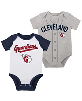 Infant Boys and Girls White, Heather Gray Cleveland Guardians Two-Pack Little Slugger Bodysuit Set