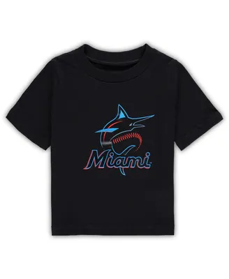 Infant Boys and Girls Black Miami Marlins Team Crew Primary Logo T-shirt