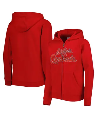 Big Boys and Girls Red St. Louis Cardinals Wordmark Full-Zip Fleece Hoodie