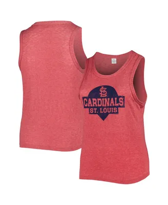 Women's Soft As A Grape Red St. Louis Cardinals Plus High Neck Tri-Blend Tank Top