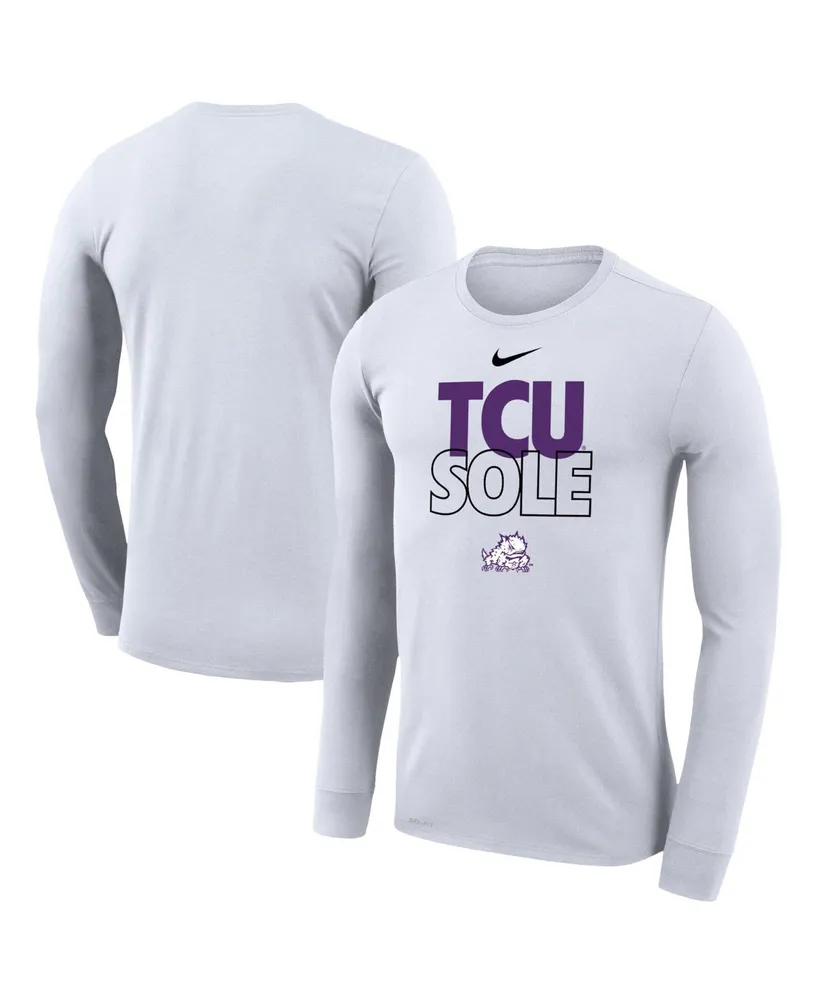 Men's Nike White Tcu Horned Frogs On Court Bench Long Sleeve T-shirt