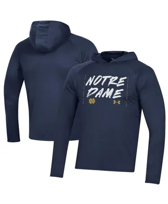 Men's Under Armour Navy Notre Dame Fighting Irish On Court Shooting Long Sleeve Hoodie T-shirt