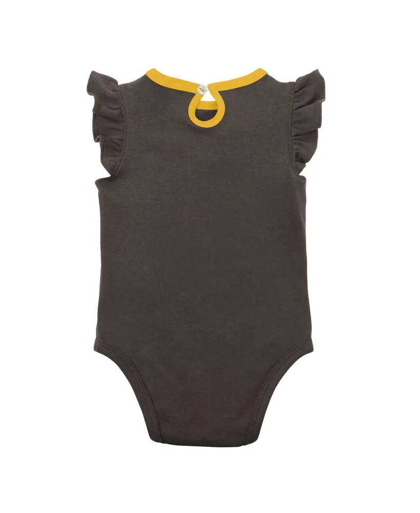 Infant Boys and Girls Brown, Heather Gray San Diego Padres Little Fan Two-Pack Bodysuit Set