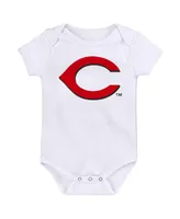 Newborn and Infant Boys Girls Heather Gray, Red, White Cincinnati Reds Minor League Player Three-Pack Bodysuit Set