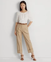 Lauren Ralph Lauren Double-Faced Stretch Cotton Ankle Pants