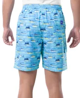 Guy Harvey Men's Scribble Fish Drawstring 7" Surf Shorts