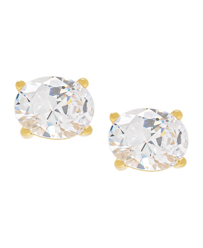 Macy's Cubic Zirconia Oval Stud Earrings in 14K Gold Plated