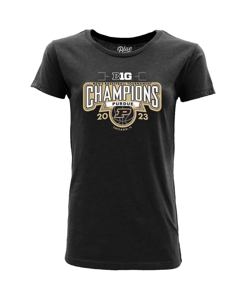 Women's Blue 84 Black Purdue Boilermakers 2023 Big Ten Men's Basketball Conference Tournament Champions Locker Room T-shirt