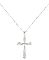 Crystal Cross 18" Pendant Necklace 10k Gold