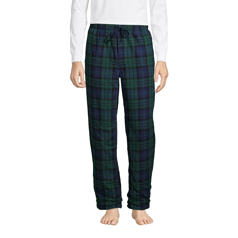 Lands' End Men's High Pile Fleece Lined Flannel Pajama Pants