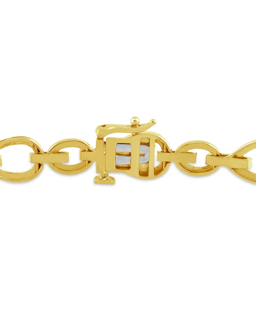 Diamond Open Pear Link Bracelet (1 ct. t.w.) in 14k Gold-Plated Sterling Silver - Gold