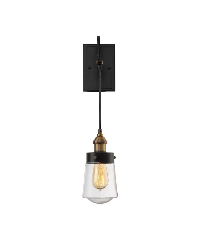 Savoy House Macauley 1-Light Wall Sconce in Vintage Black with Warm Brass