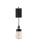 Savoy House Macauley 1-Light Wall Sconce in Vintage Black with Warm Brass