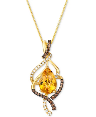 Le Vian Cinnamon Citrine (2-5/8 ct. t.w.) & Diamond (3/8 ct. t.w.) Swirl Pendant Necklace in 14k Gold, 18" + 2" extender