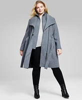 Calvin Klein Womens Plus Belted Asymmetric Wrap Coat, Created for Macys