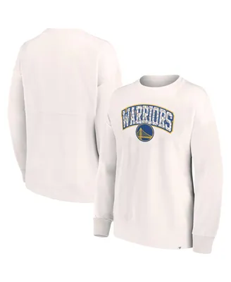 Women's Fanatics White Golden State Warriors Tonal Leopard Pullover Sweatshirt