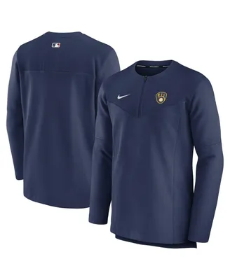 Men's Nike Navy Milwaukee Brewers Authentic Collection Game Time Performance Half-Zip Top